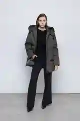 Хаки куртка женская INCITY утепленная, с объемным капюшоном