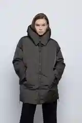 Хаки куртка женская INCITY утепленная, с объемным капюшоном