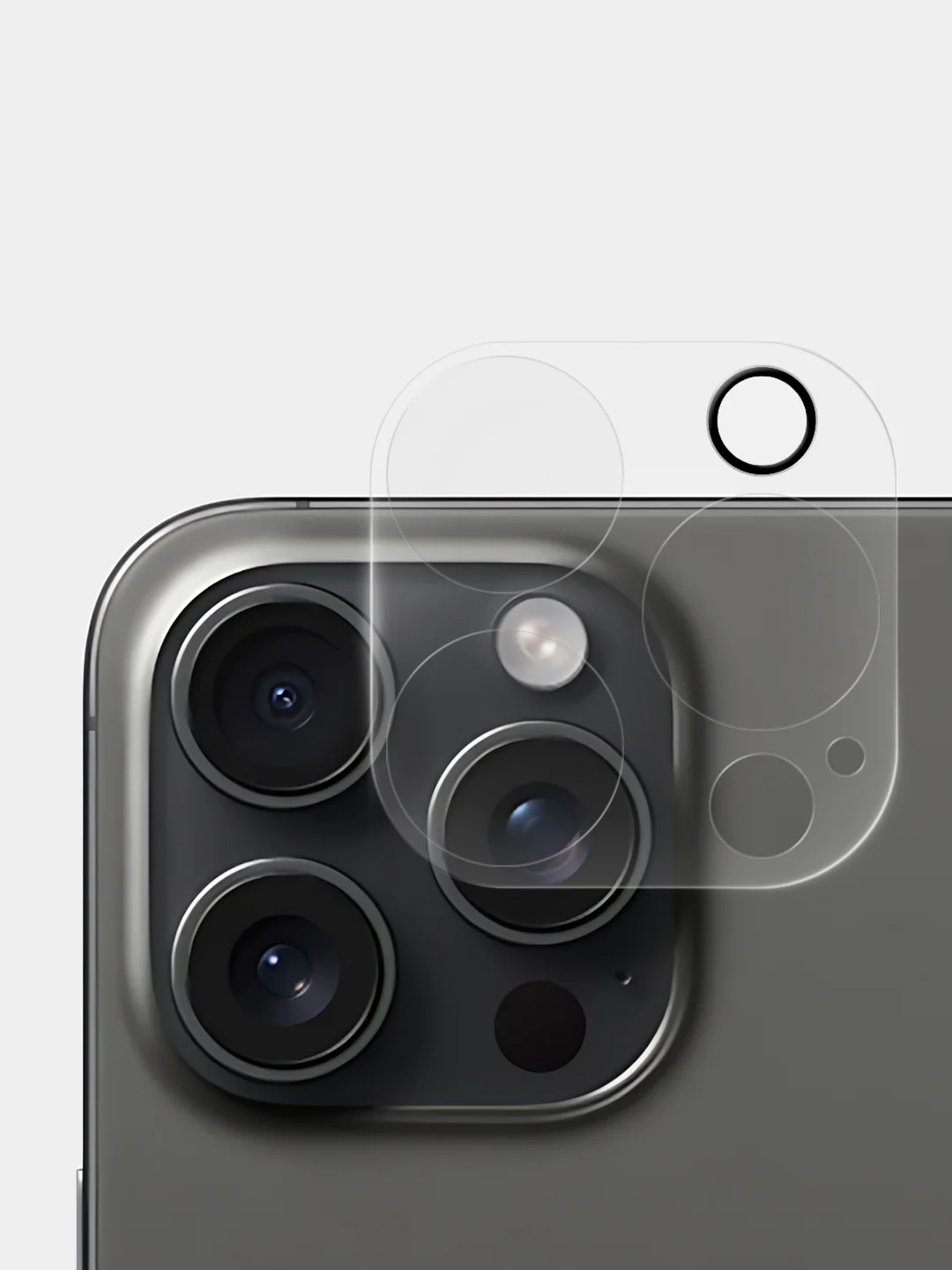 Прозрачный стекло на камеру (1-2 шт) для телефона Apple iPhone 15 Pro, 15 Pro Max защитное ROSCO