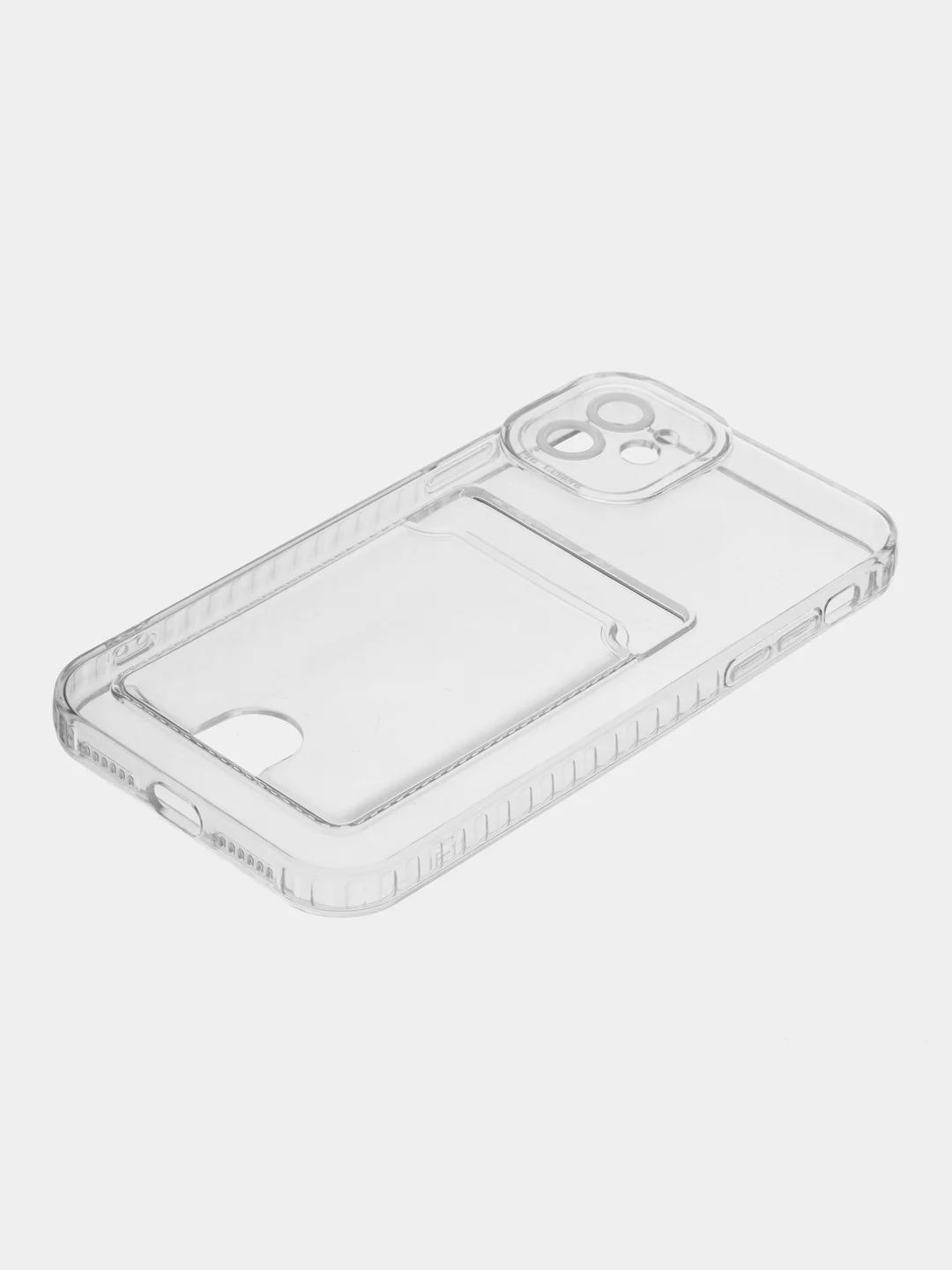 Чехол с карманом для карт на iPhone XR, 11, 12, 13, Pro, Pro Max, прозрачный силикон