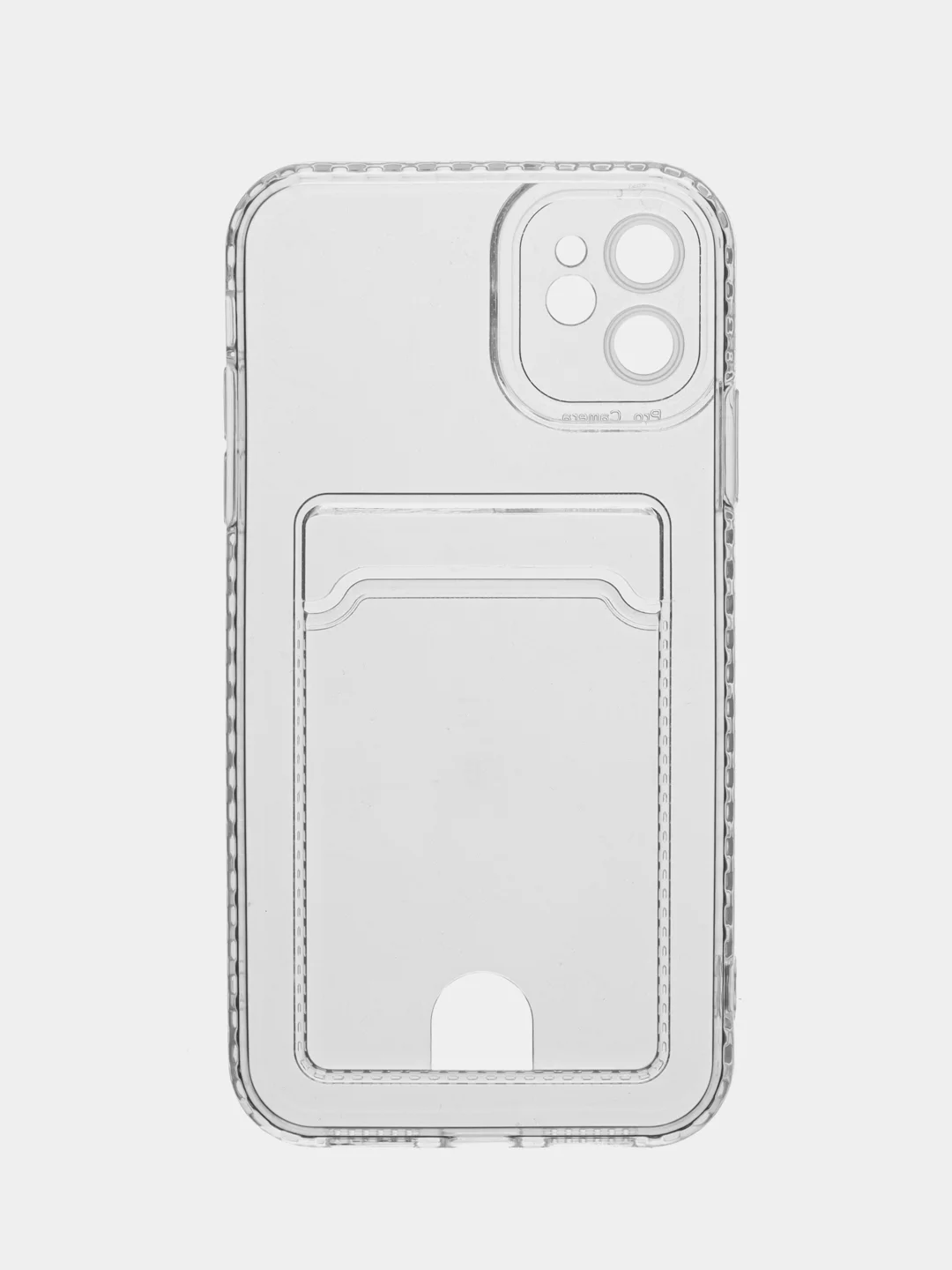 Чехол с карманом для карт на iPhone XR, 11, 12, 13, Pro, Pro Max, прозрачный силикон
