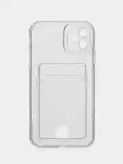 Чехол с карманом для карт на iPhone XR, 11, 12, 13, Pro, Pro Max, прозрачный силикон