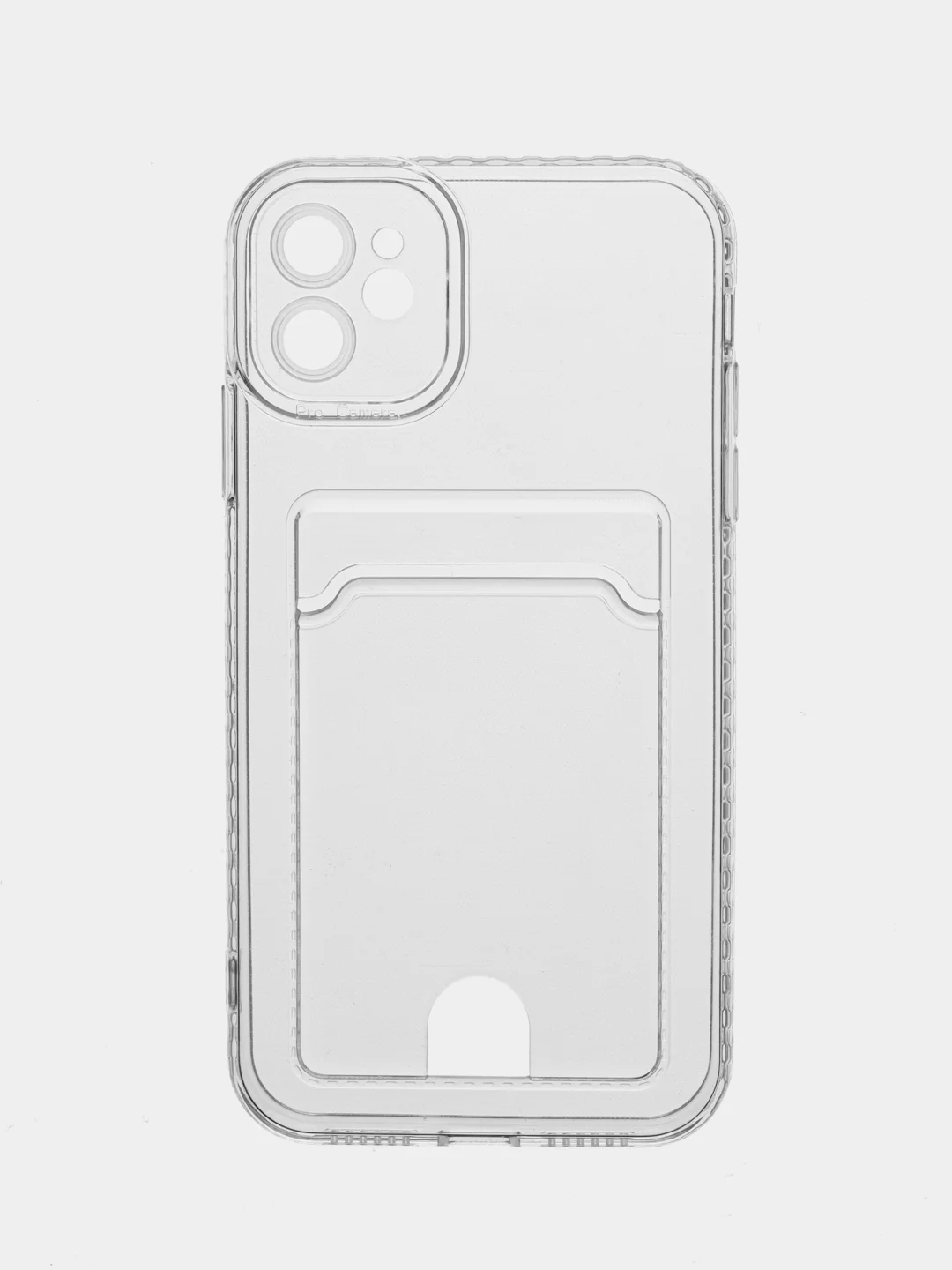 Чехол с карманом для карт на iPhone XR, 11, 12, 13, Pro, Pro Max, прозрачный силикон