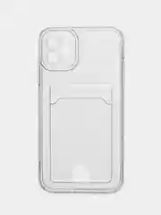 Чехол с карманом для карт на iPhone XR, 11, 12, 13, Pro, Pro Max, прозрачный силикон