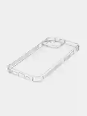 Прозрачный чехол + стекло для iPhone 15 Pro противоударный силиконовый ROSCO прозрачный с углами