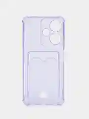 Голубой чехол для Infinix Hot 30i, Инфиникс Хот 30Ай, прозрачный, с карманом для карты