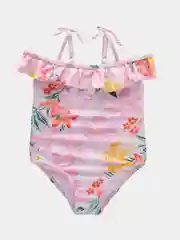 Розовый детский купальник слитный, на 3-10 лет