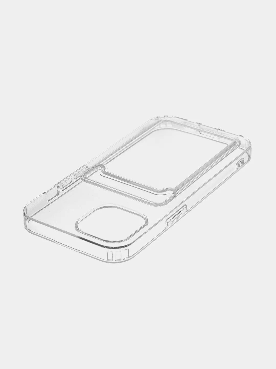 Прозрачный чехол для Apple iPhone 15 силиконовый ROSCO с карманом для карт, защитой камер, картхолдер