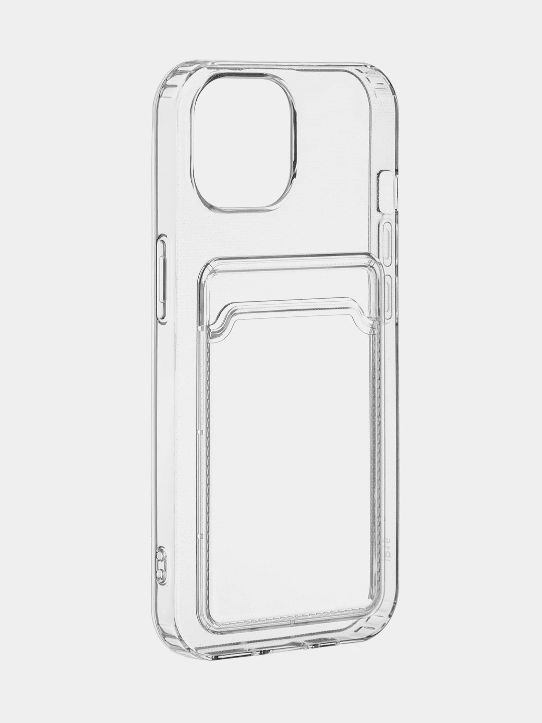 Прозрачный чехол для Apple iPhone 15 силиконовый ROSCO с карманом для карт, защитой камер, картхолдер