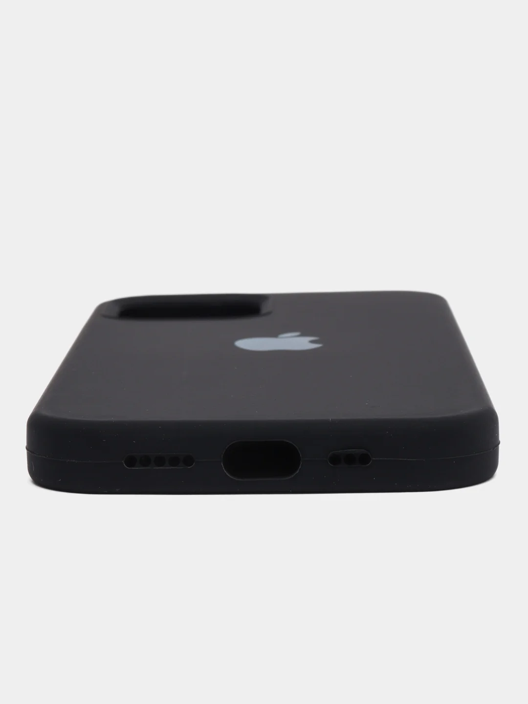 Черный чехол Silicone Case для iPhone 12 / iPhone 12 Pro, закрытый низ