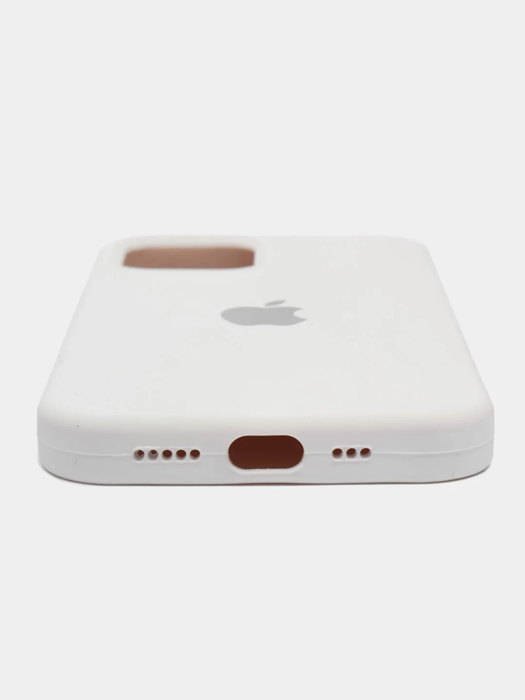 Белый чехол Silicone Case для iPhone 12 / iPhone 12 Pro, закрытый низ