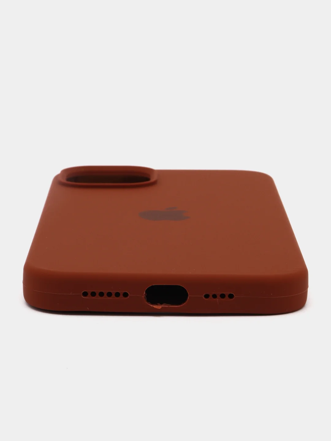 Коричневый чехол Silicone Case для iPhone 14, 14 Plus, 14 Pro, 14 Pro Max, с закрытым низом