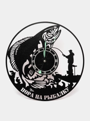 Часы настенные, часы из дерева "Пора на рыбалку"