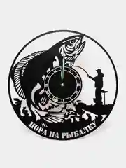Часы настенные, часы из дерева "Пора на рыбалку"