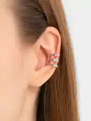 Серебряный кафф без прокола на ухо Трилогия, каффы серьги, каффы ухо