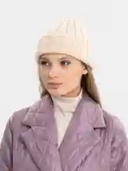 Бежевый шапка бини QP Store, вязаная, демисезонная