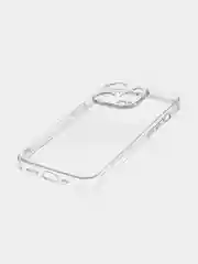 Прозрачный чехол + стекло для iPhone 15 Pro силиконовый ROSCO прозрачный с бортиком- защитой камер