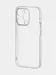 Прозрачный чехол + стекло для iPhone 15 Pro силиконовый ROSCO прозрачный с бортиком- защитой камер