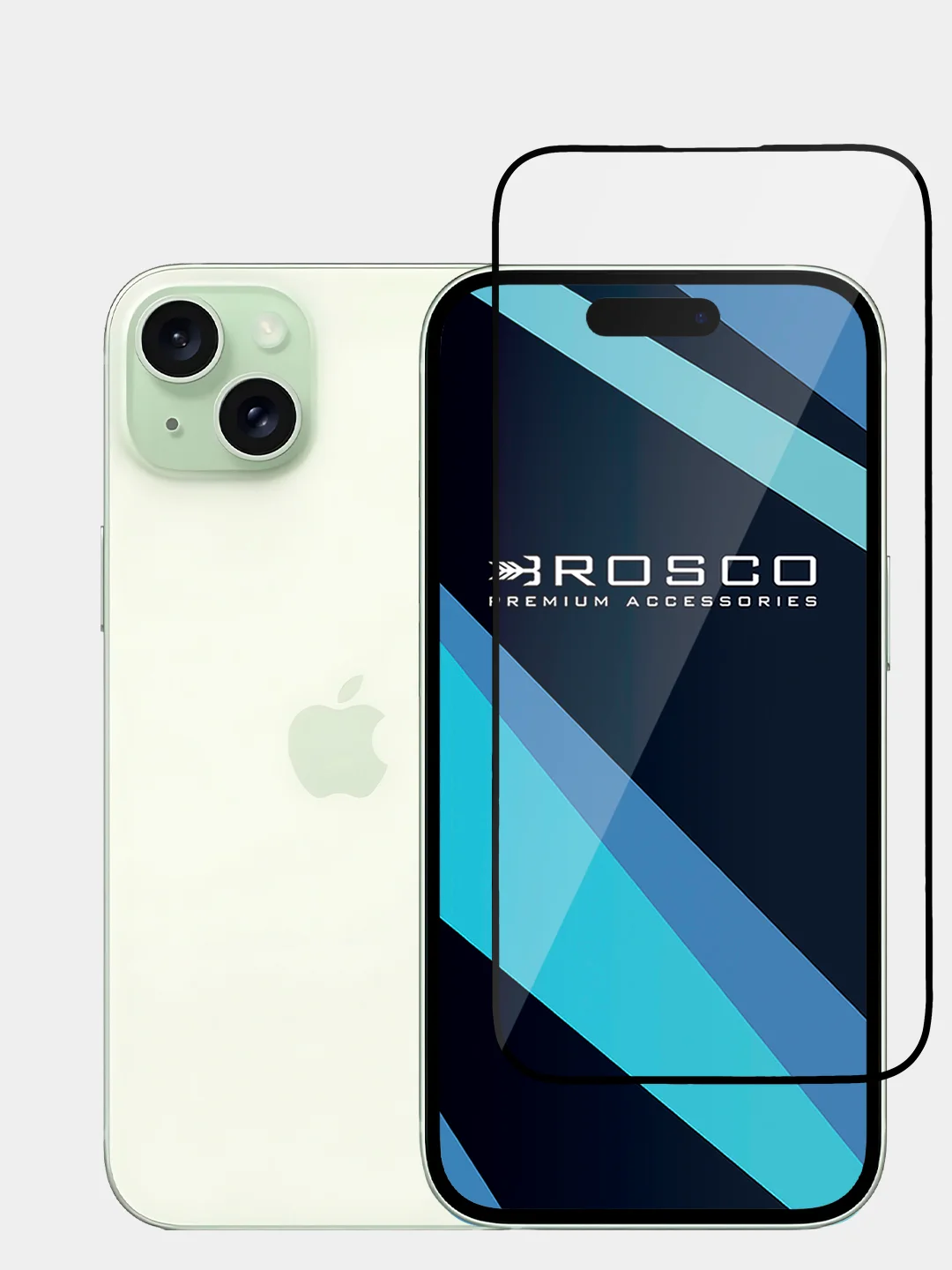 Прозрачный 1-2шт стекло для iPhone 15 Plus защитное ROSCO олеофобное покрытие матовое антишпион рамка