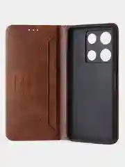 Коричневый чехол-книжка GQ для Infinix Note 30 Pro (4G) из высококачественной кожи