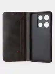 Черный чехол-книжка GQ для Infinix Note 30 Pro (4G) из высококачественной кожи