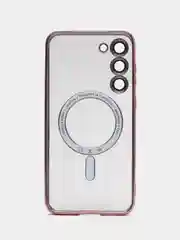 Тёмно-розовый чехол для Samsung S23 Plus, S23, S22 Plus, S22 Ultra MagSafe, накладка c защитой камеры
