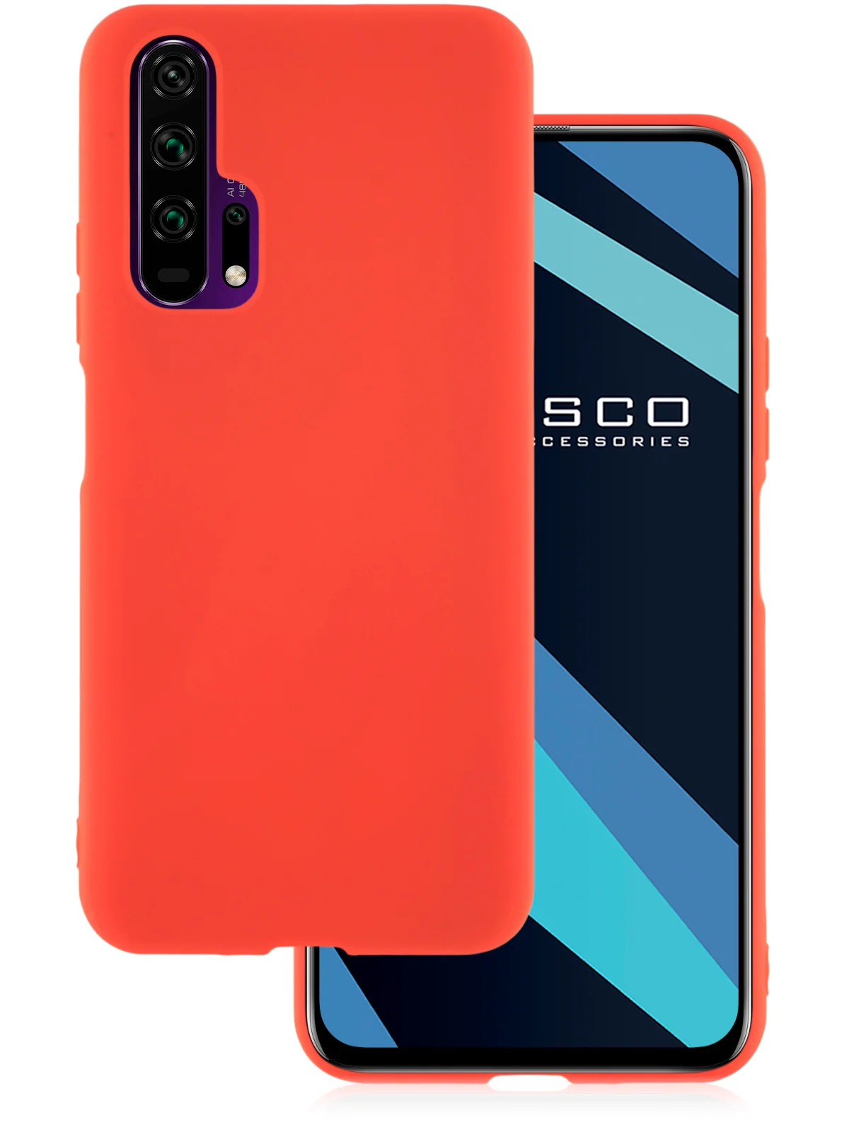 Красный чехол ROSCO для Honor 20 Pro матовый, силиконовый, тонкий, с защитой камер