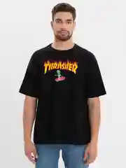 Угольный футболка с принтом унисекс, оверзайз