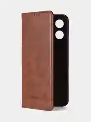 Коричневый чехол-книжка GQ для Redmi 12 / Redmi Note 12R / Poco M6 Pro(5G) из высококачественной кожи