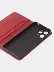 Красный чехол-книжка GQ для Redmi 12 / Redmi Note 12R / Poco M6 Pro(5G) из высококачественной кожи