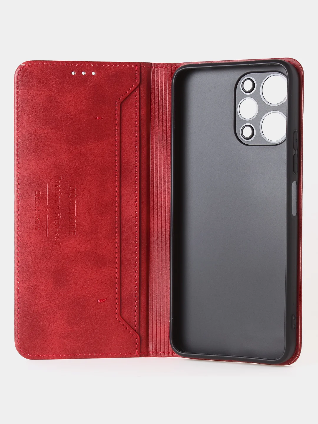 Красный чехол-книжка GQ для Redmi 12 / Redmi Note 12R / Poco M6 Pro(5G) из высококачественной кожи