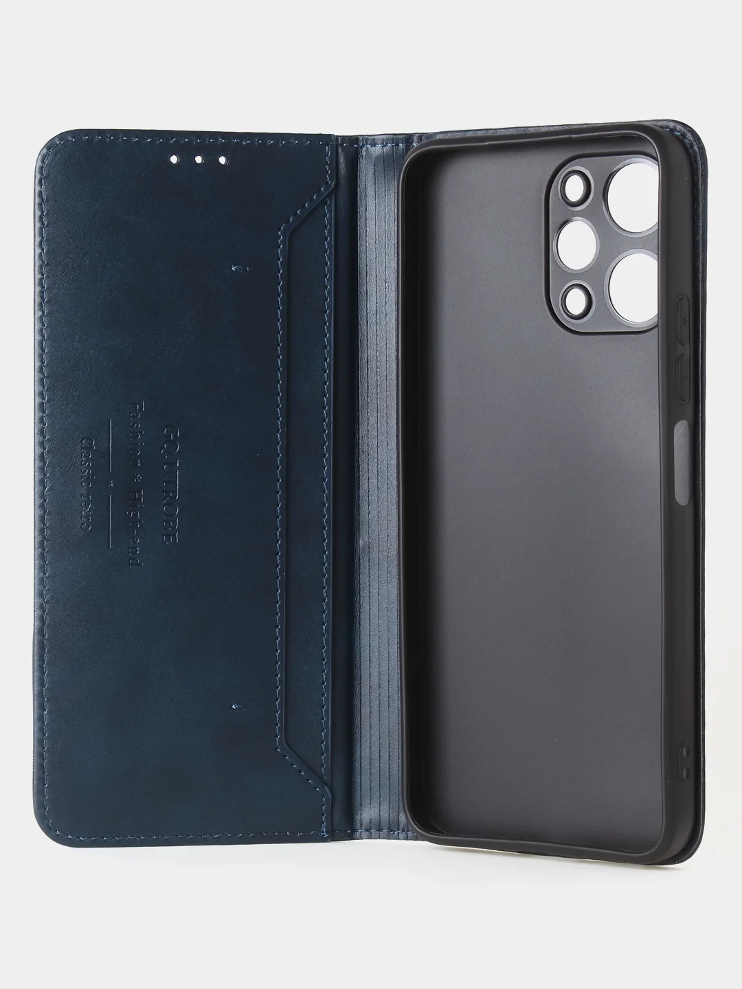 Синий чехол-книжка GQ для Redmi 12 / Redmi Note 12R / Poco M6 Pro(5G) из высококачественной кожи