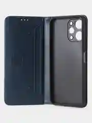 Синий чехол-книжка GQ для Redmi 12 / Redmi Note 12R / Poco M6 Pro(5G) из высококачественной кожи