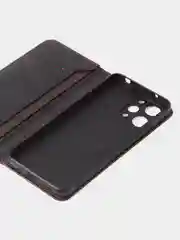 Черный чехол-книжка GQ для Redmi 12 / Redmi Note 12R / Poco M6 Pro(5G) из высококачественной кожи
