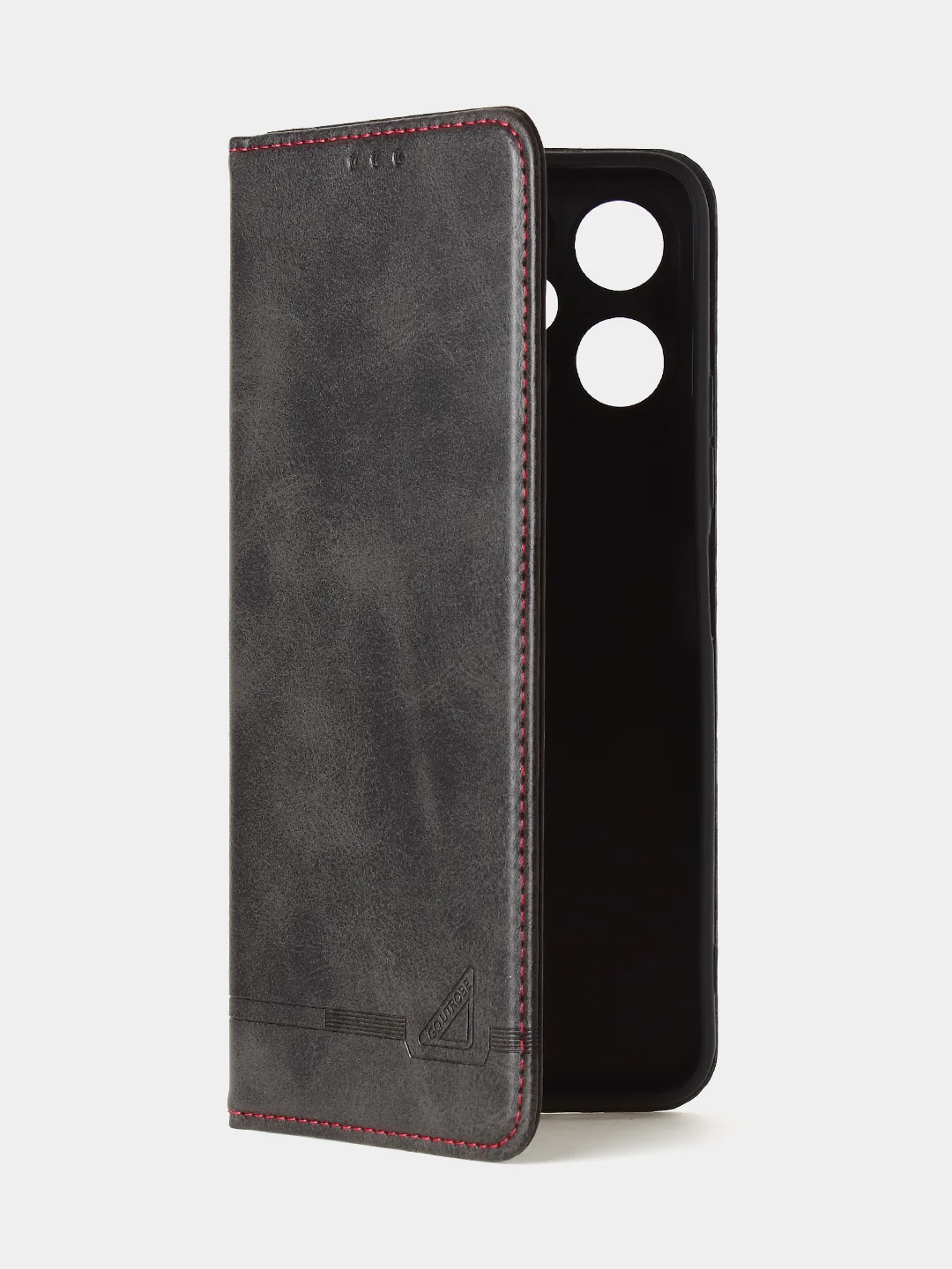 Черный чехол-книжка GQ для Redmi 12 / Redmi Note 12R / Poco M6 Pro(5G) из высококачественной кожи