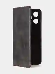Черный чехол-книжка GQ для Redmi 12 / Redmi Note 12R / Poco M6 Pro(5G) из высококачественной кожи