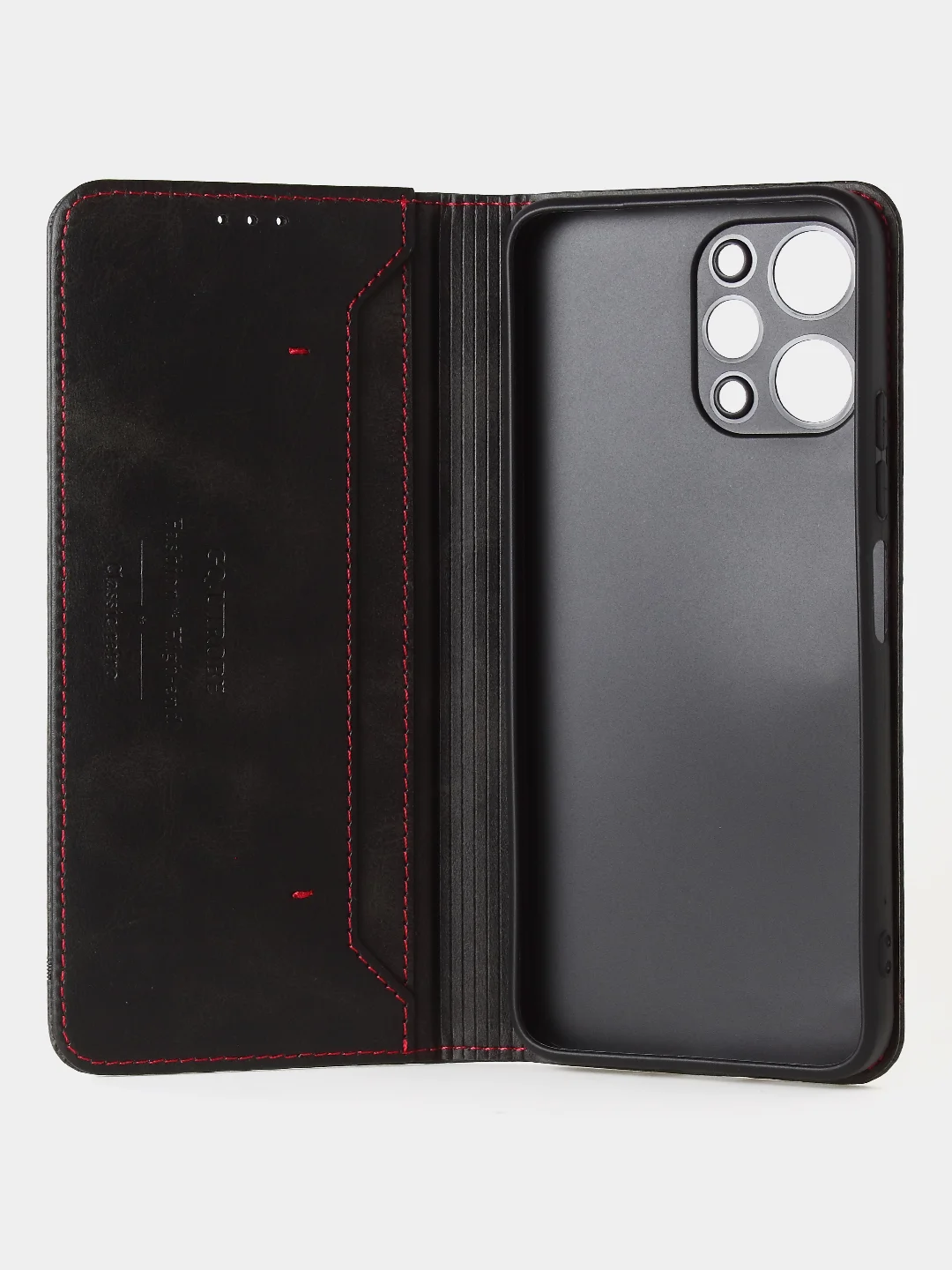 Черный чехол-книжка GQ для Redmi 12 / Redmi Note 12R / Poco M6 Pro(5G) из высококачественной кожи