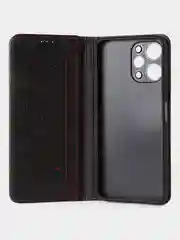 Черный чехол-книжка GQ для Redmi 12 / Redmi Note 12R / Poco M6 Pro(5G) из высококачественной кожи