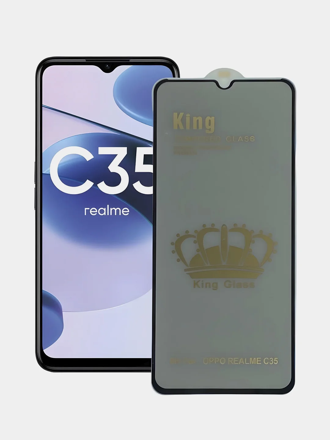 Черный защитное стекло антишпион для Realme C21, C21Y, C25, C30, C25s, C25Y, С33, C35, С20, C31