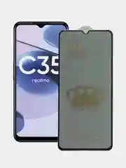 Черный защитное стекло антишпион для Realme C21, C21Y, C25, C30, C25s, C25Y, С33, C35, С20, C31