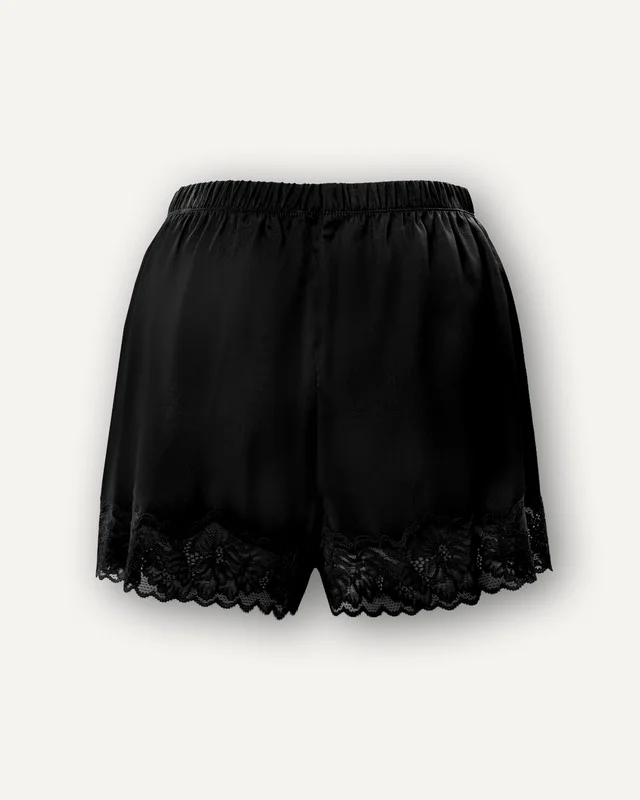Черный шорты женские домашние DESEO свободные, из легкой струящейся ткани