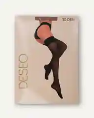Бежевый чулки женские DESEO 20 den, на широкой резинке из фактурного кружева