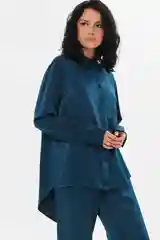 Темно-синий блузка женская DESEO рубашечного кроя