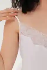 Белый топ женский домашний DESEO из атласной ткани, на узких бретелях