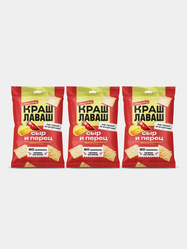 Чипсы из лаваша Краш Лаваш со вкусом Сыр и перец, 80 г
