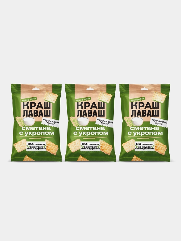 Чипсы из лаваша Краш Лаваш со вкусом Сметана с укропом, 80 г