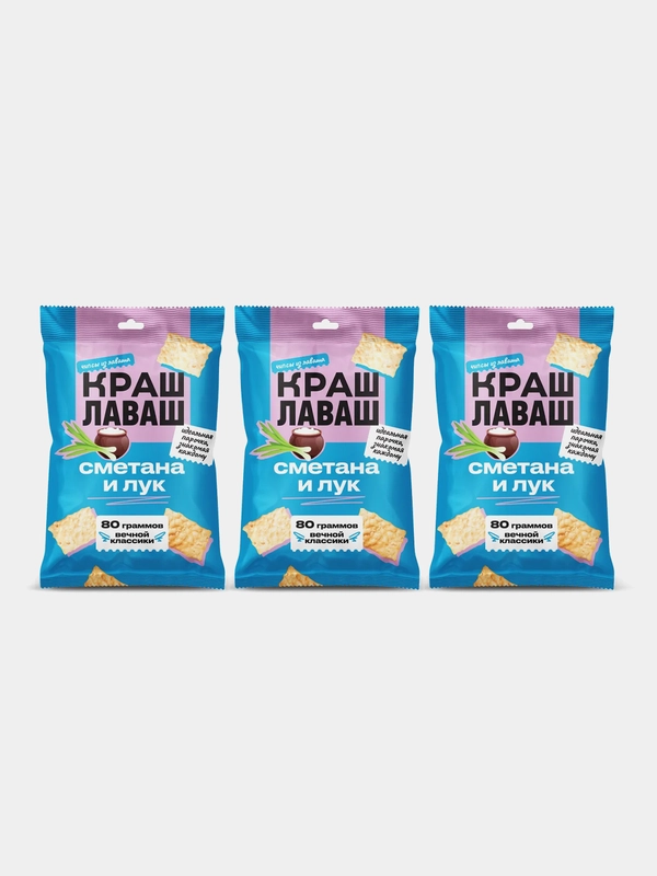 Чипсы из лаваша Краш Лаваш со вкусом Сметана и лук, 80г