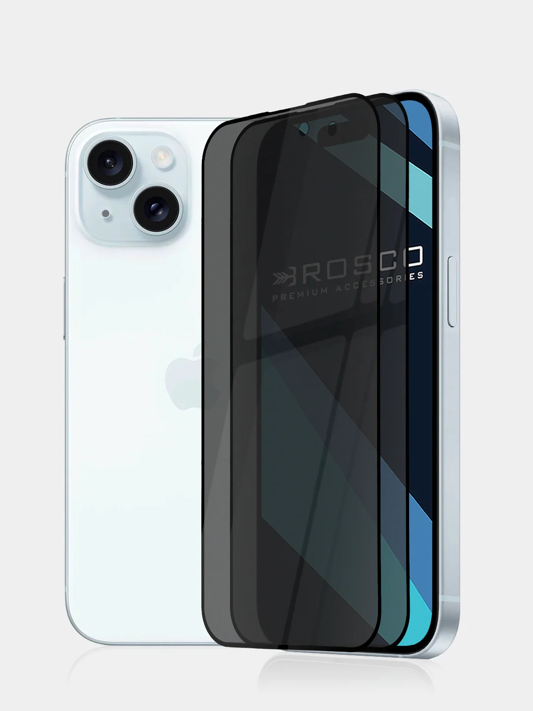 Черный 1-2 шт стекло для iPhone 15 защитное ROSCO олеофобное покрытие матовое антишпион с рамкой