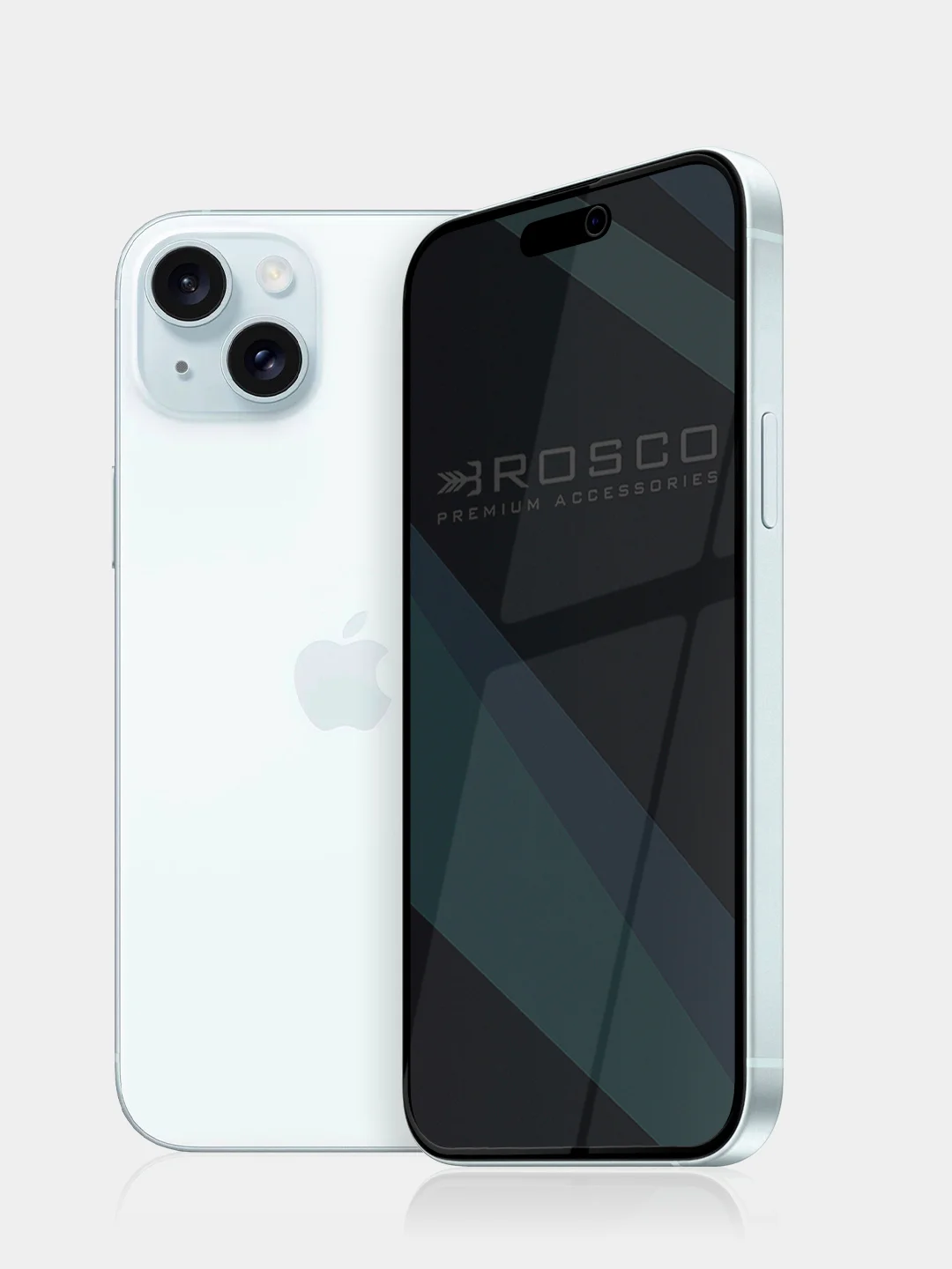 Черный 1-2шт стекло для iPhone 15 Plus защитное ROSCO олеофобное покрытие матовое антишпион рамка