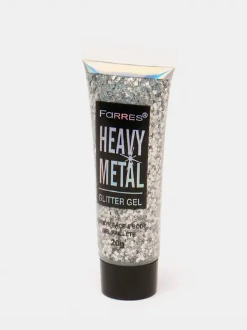 Белый глиттер - гель для лица и тела Farres Heavy Metal Glitter Gel